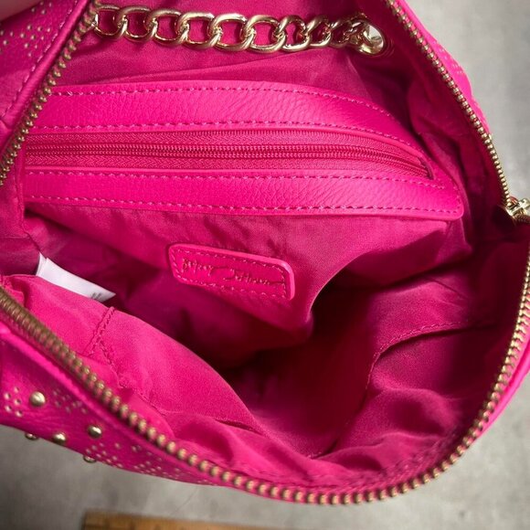 Betsey Johnson Pink Skull Studded Crossbody Bag With Gold Chain - Picture 6 of 7